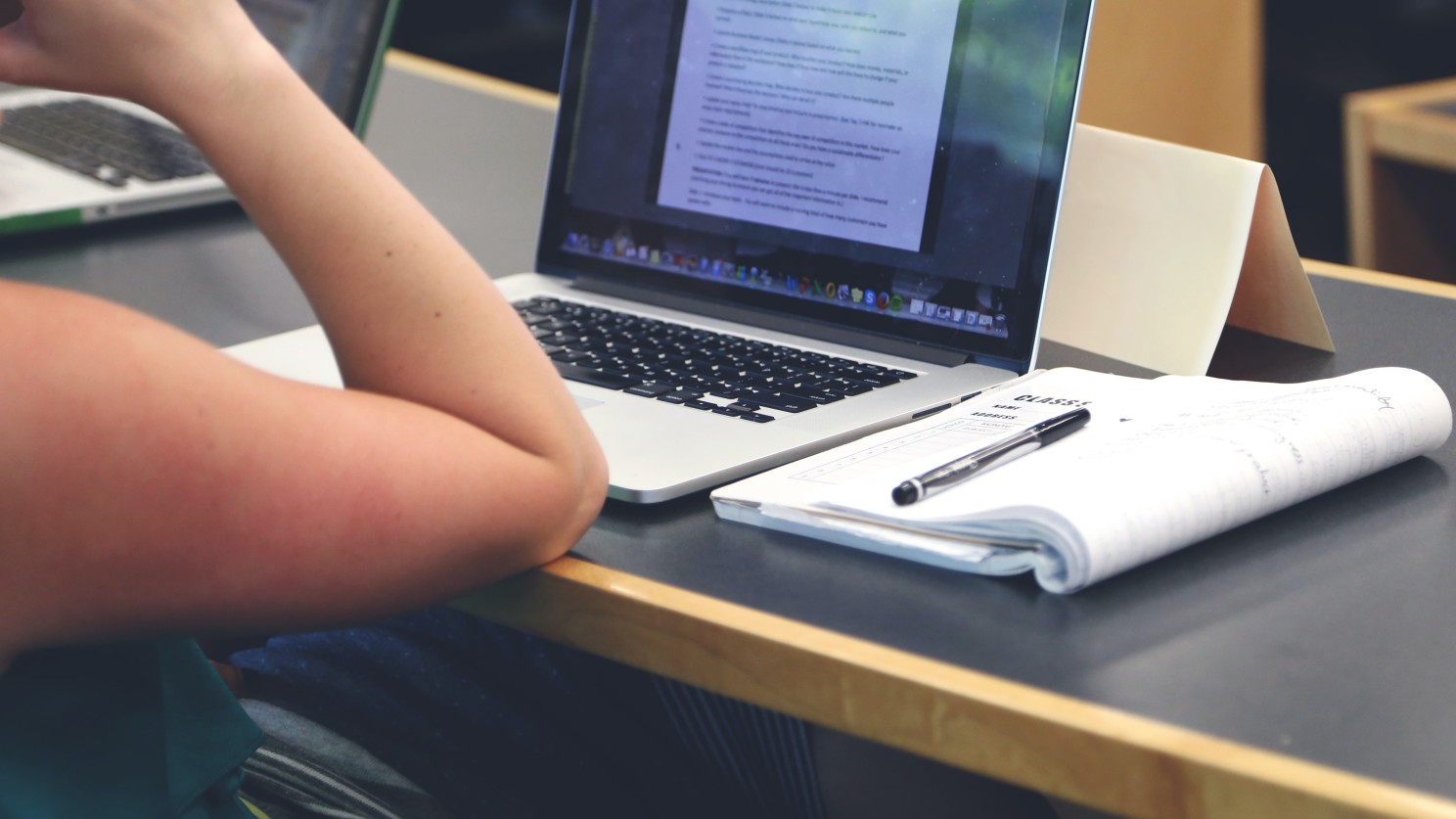 Student sitting at a desk